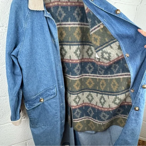Vintage L.L. Bean Denim Barn Coat with Blanket Lining - Picture 6 of 14
